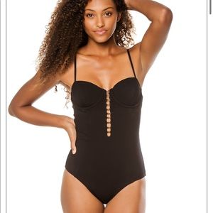 Onia black Diana Ribbed One Piece Swimsuit